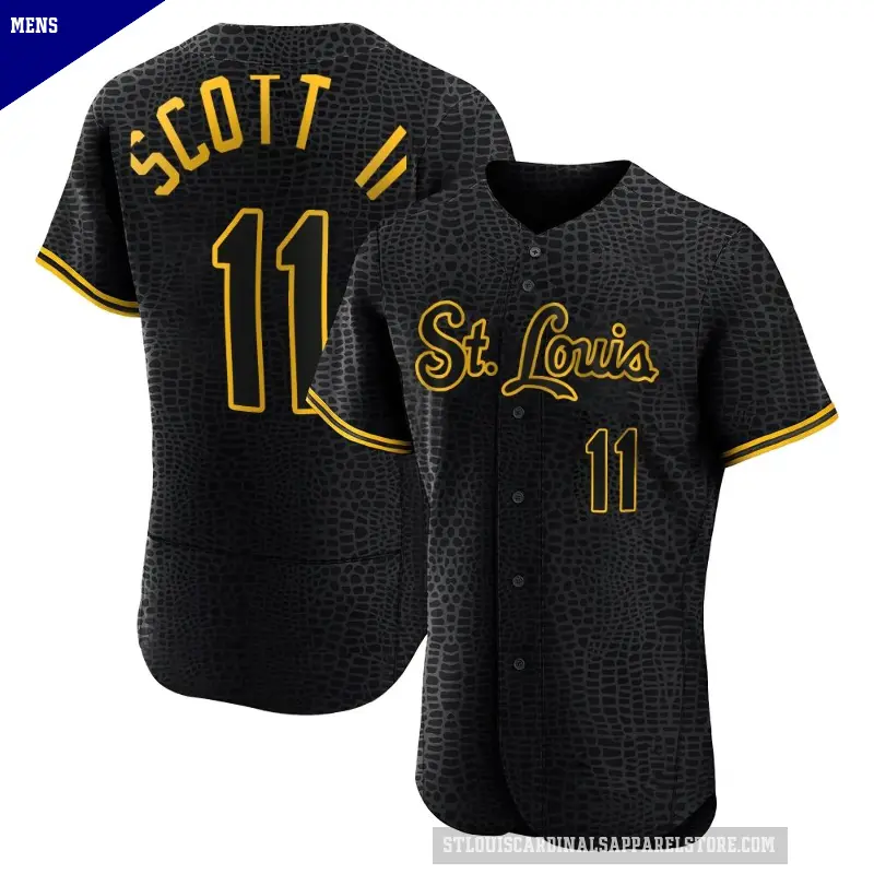 Men's No.11 Victor Scott II St. Louis Cardinals Black Authentic Snake Skin City Jersey