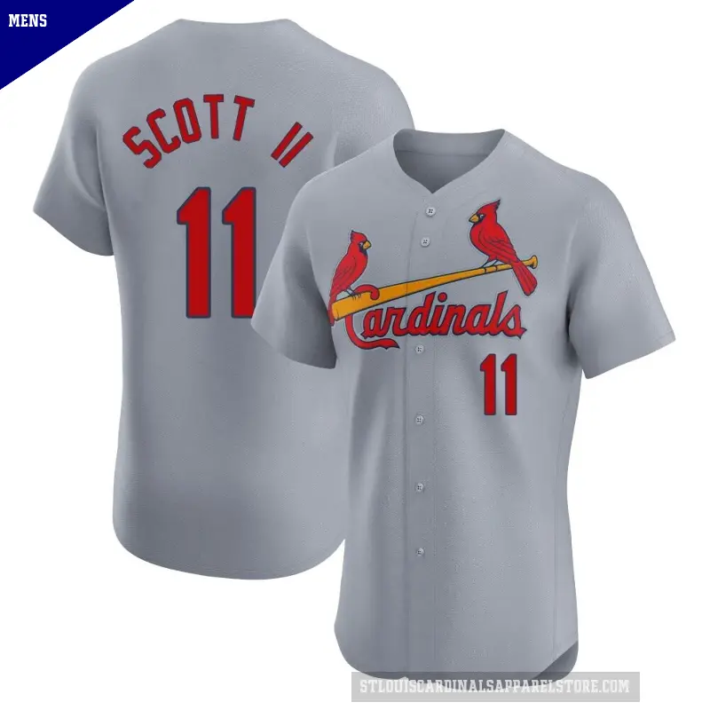 Men's No.11 Victor Scott II St. Louis Cardinals Gray Elite Road Jersey