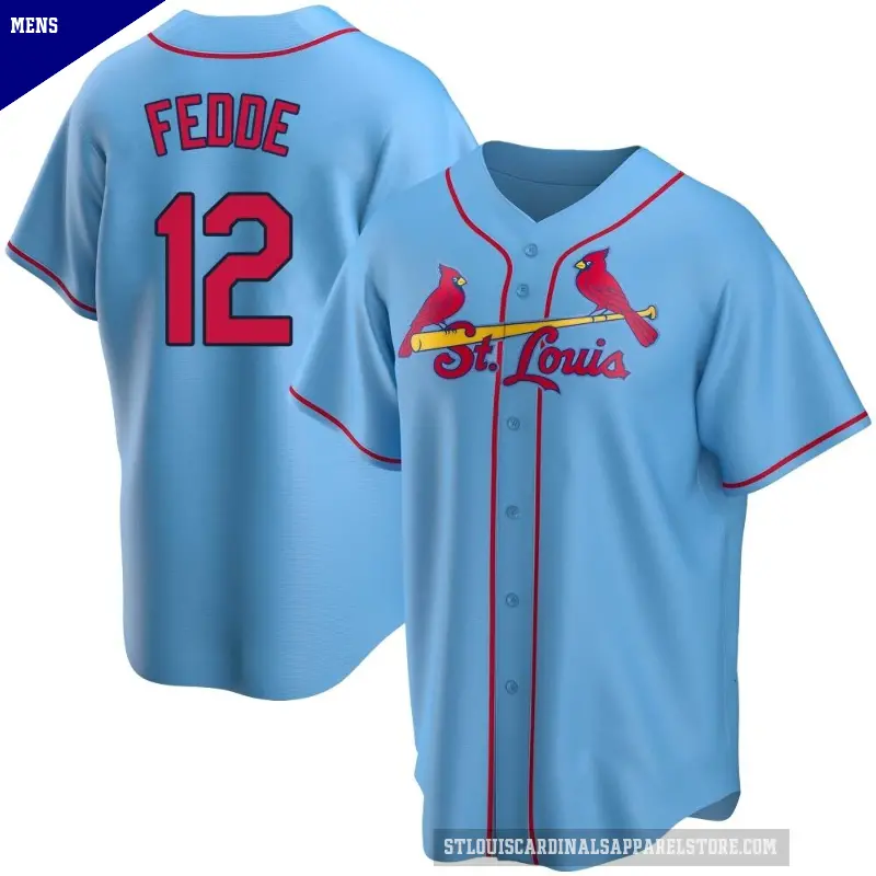 Men's No.12 Erick Fedde St. Louis Cardinals Light Blue Replica Alternate Jersey