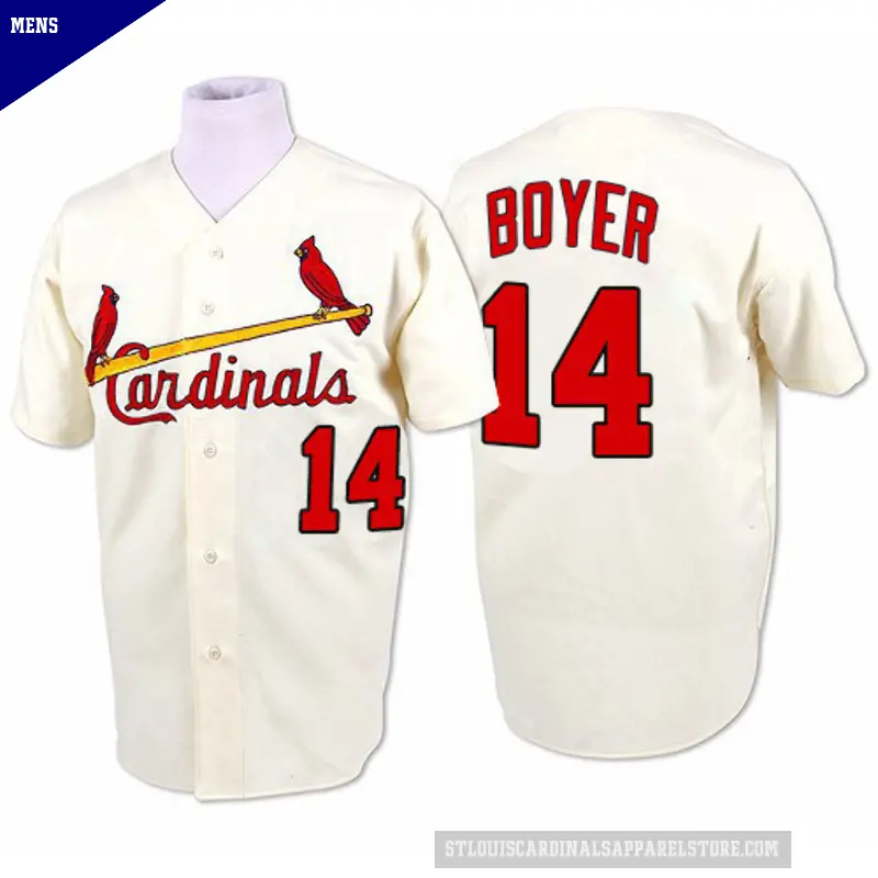 Men's No.14 Ken Boyer St. Louis Cardinals Cream Authentic 1964 Throwback Jersey