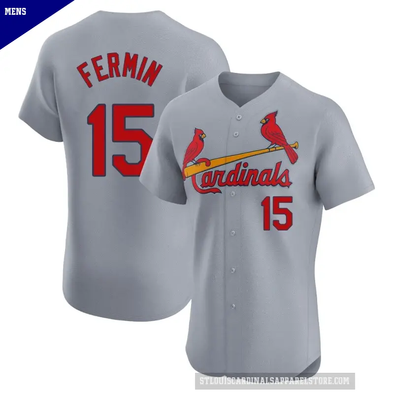 Men's No.15 Jose Fermin St. Louis Cardinals Gray Elite Road Jersey