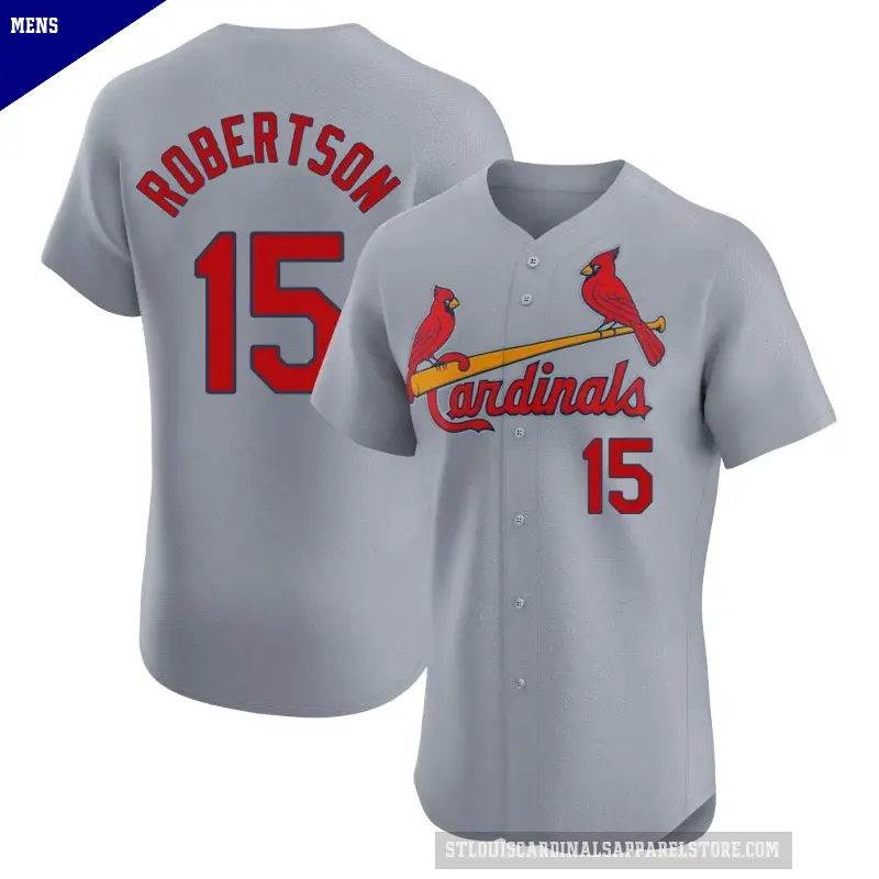 Men's No.15 Kramer Robertson St. Louis Cardinals Gray Elite Road Jersey