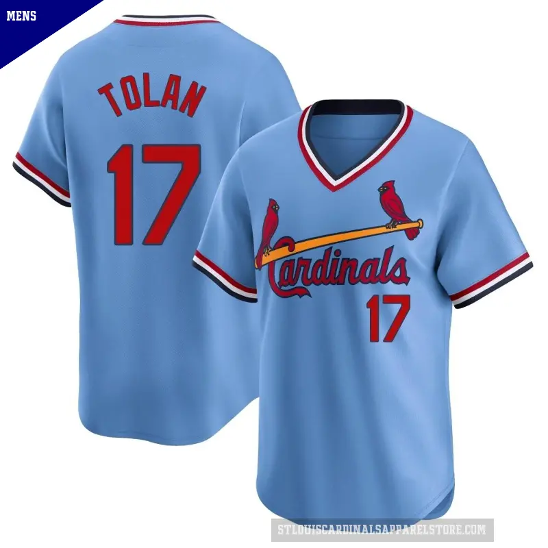 Men's No.17 Bobby Tolan St. Louis Cardinals Light Blue Limited Cooperstown Collection Jersey