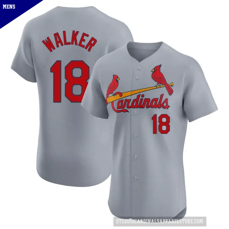 Men's No.18 Jordan Walker St. Louis Cardinals Gray Elite Road Jersey