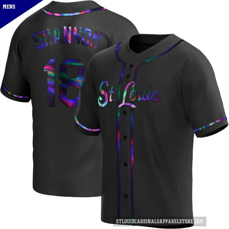 Men's No.18 Mike Shannon St. Louis Cardinals Black Replica Holographic Alternate Jersey