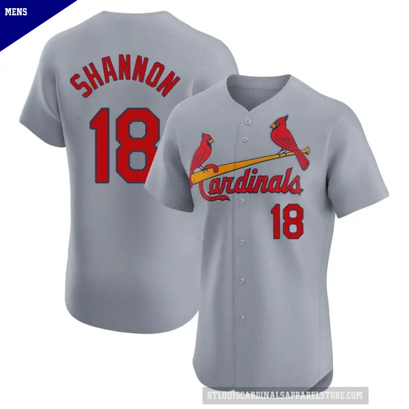 Men's No.18 Mike Shannon St. Louis Cardinals Gray Elite Road Jersey