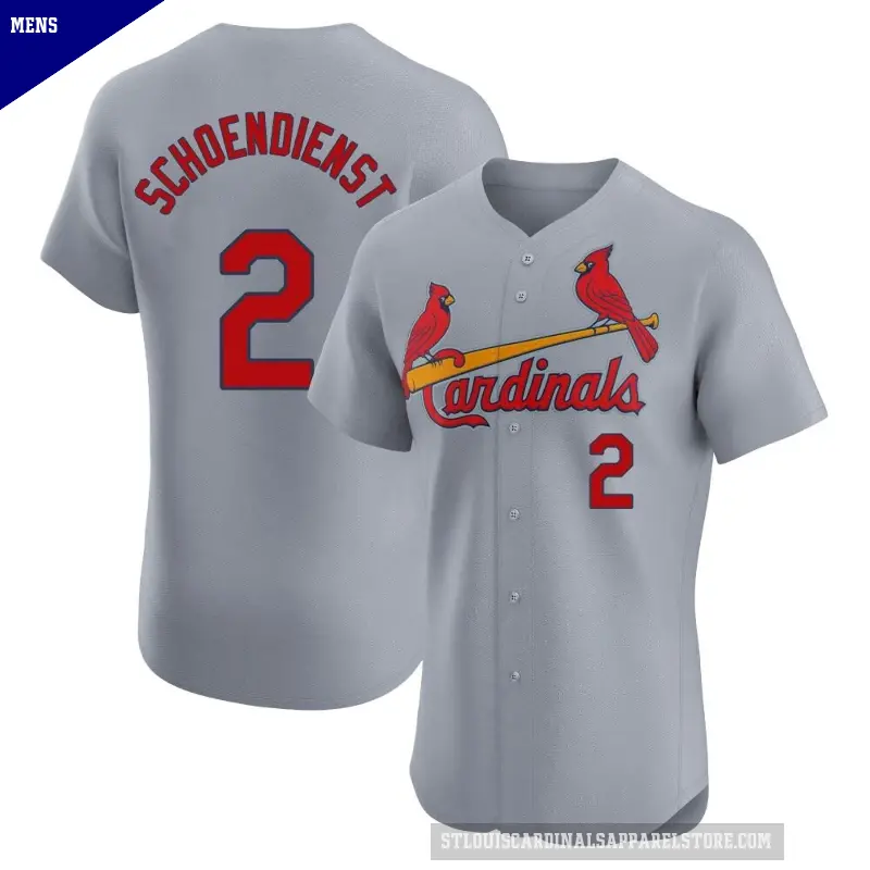 Men's No.2 Red Schoendienst St. Louis Cardinals Gray Elite Road Jersey
