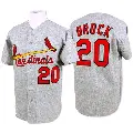 Men's No.20 Lou Brock St. Louis Cardinals Grey Authentic Throwback Jersey
