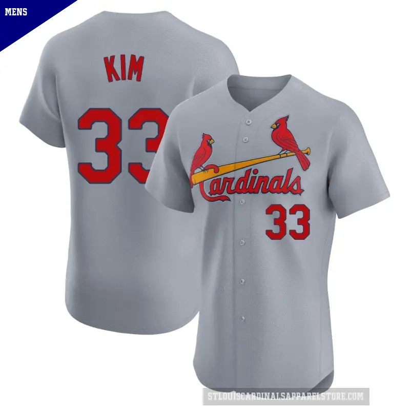 Men's No.33 Kwang Hyun Kim St. Louis Cardinals Gray Elite Road Jersey