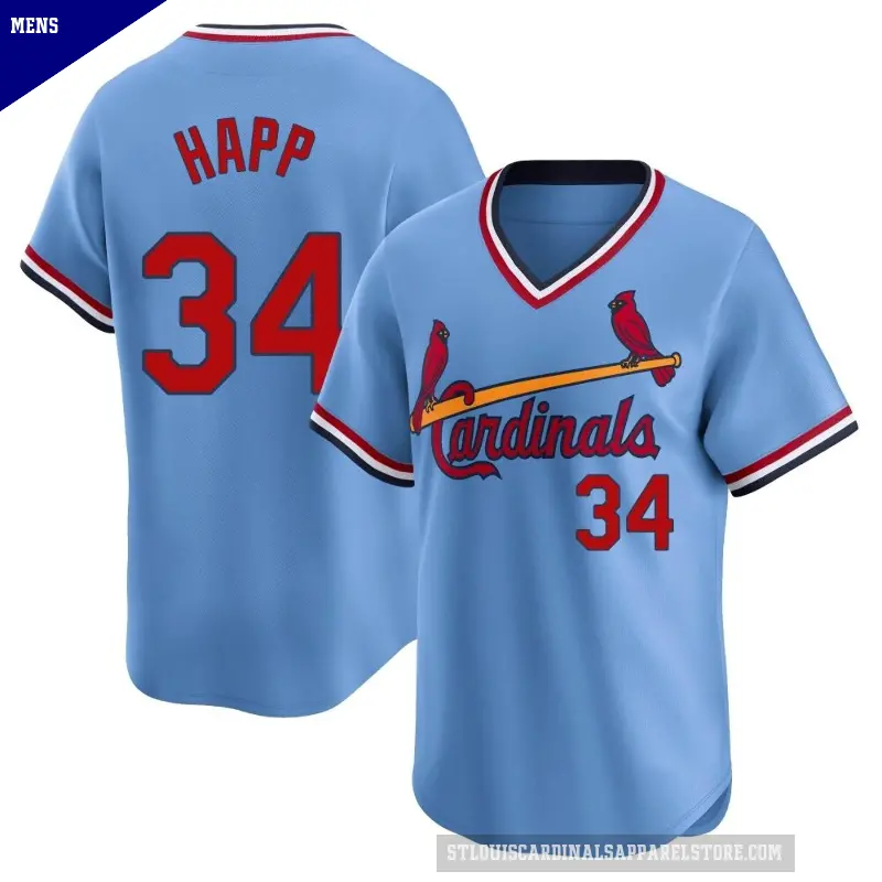 Men's No.34 J.A. Happ St. Louis Cardinals Light Blue Limited Cooperstown Collection Jersey
