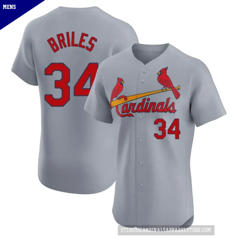 Men's No.34 Nelson Briles St. Louis Cardinals Gray Elite Road Jersey