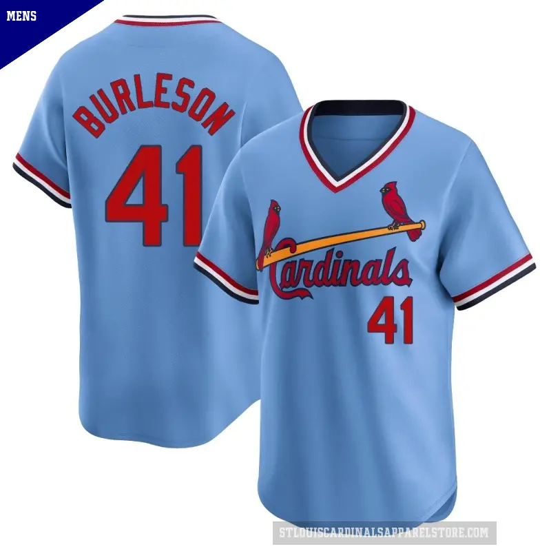 Men's No.41 Alec Burleson St. Louis Cardinals Light Blue Limited Cooperstown Collection Jersey