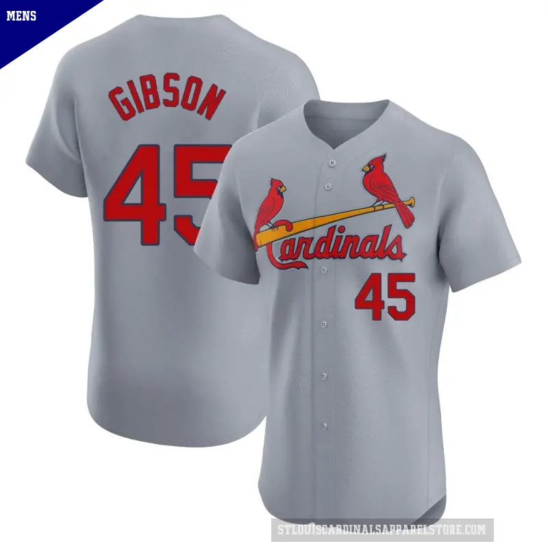 Men's No.45 Bob Gibson St. Louis Cardinals Gray Elite Road Jersey