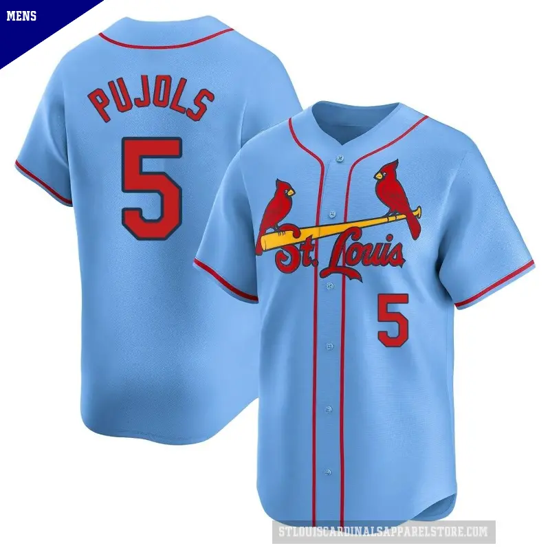 Men's No.5 Albert Pujols St. Louis Cardinals Light Blue Limited Alternate Jersey