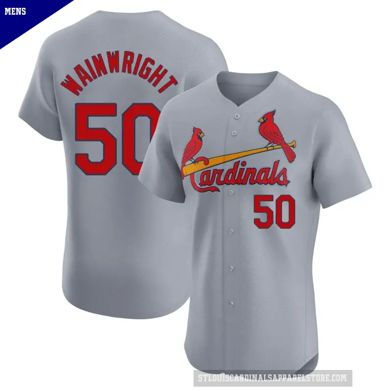 Men's No.50 Adam Wainwright St. Louis Cardinals Gray Elite Road Jersey