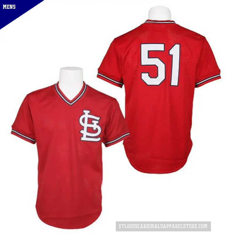Men's No.51 Willie McGee St. Louis Cardinals Red Authentic 1985 Throwback Jersey