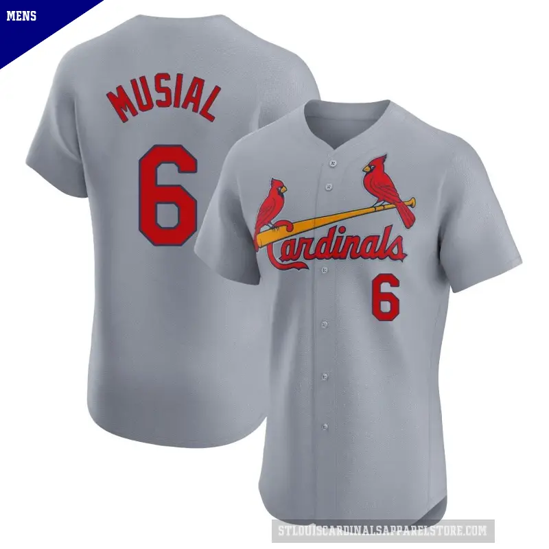 Men's No.6 Stan Musial St. Louis Cardinals Gray Elite Road Jersey