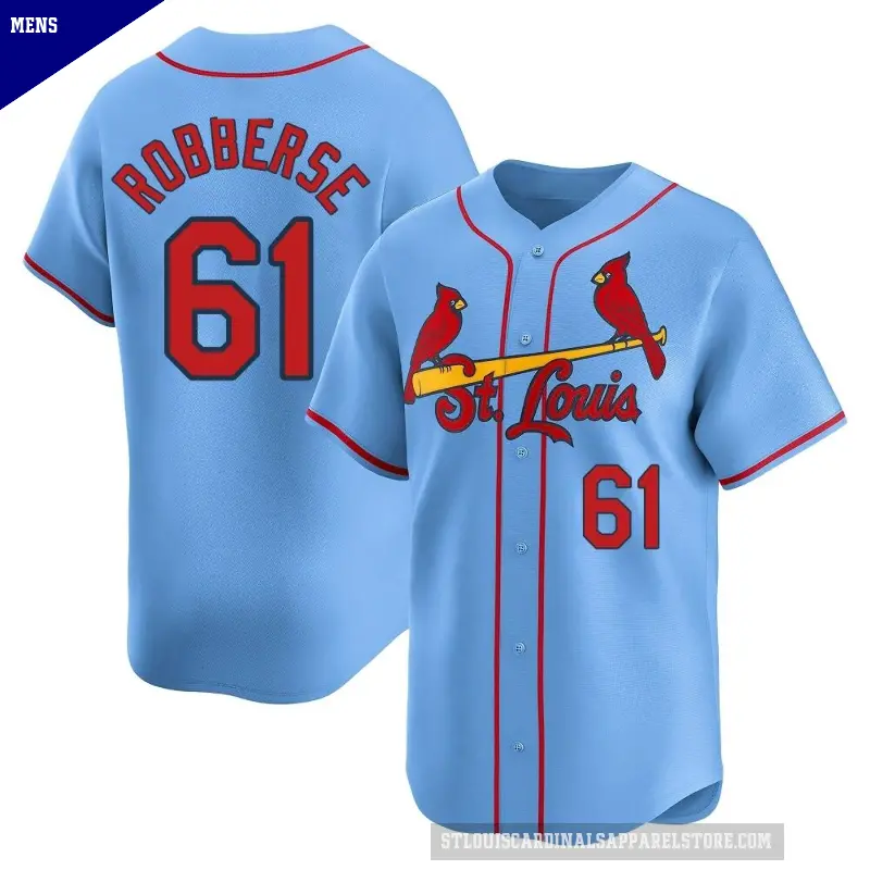 Men's No.61 Sem Robberse St. Louis Cardinals Light Blue Limited Alternate Jersey