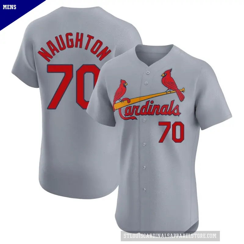 Men's No.70 Packy Naughton St. Louis Cardinals Gray Elite Road Jersey