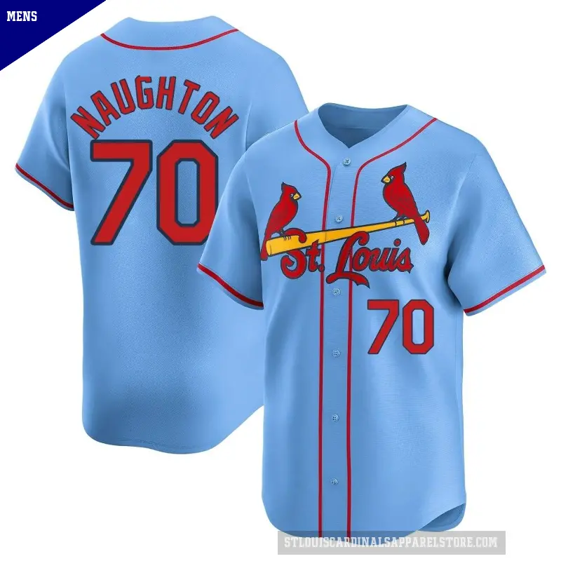 Men's No.70 Packy Naughton St. Louis Cardinals Light Blue Limited Alternate Jersey