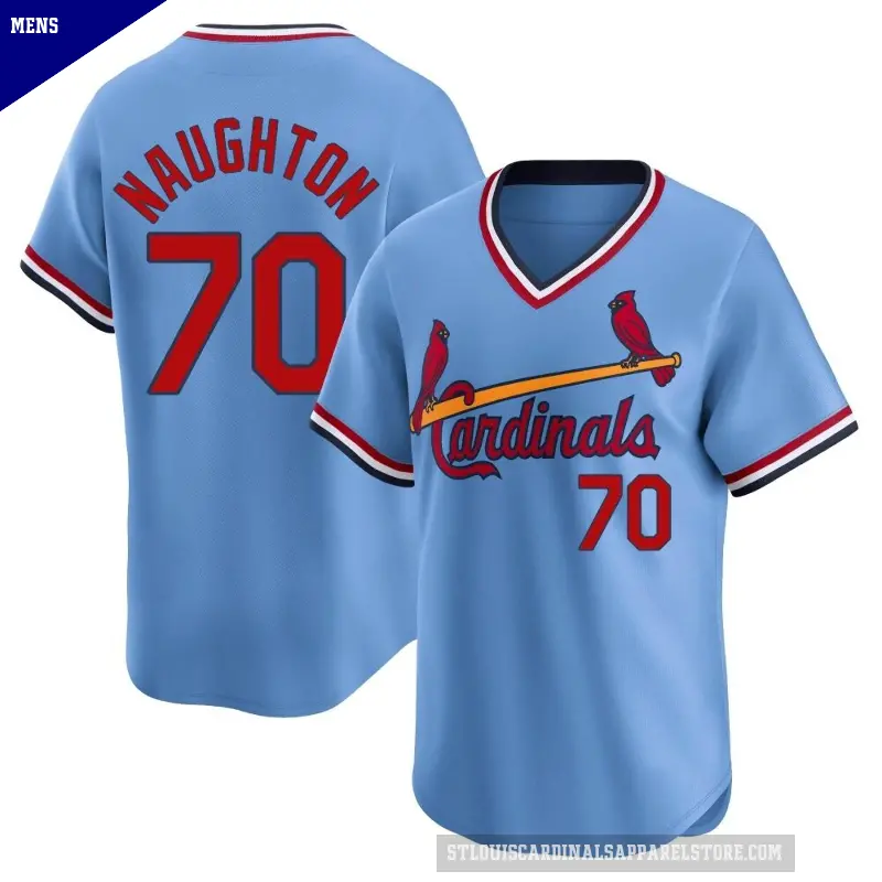 Men's No.70 Packy Naughton St. Louis Cardinals Light Blue Limited Cooperstown Collection Jersey