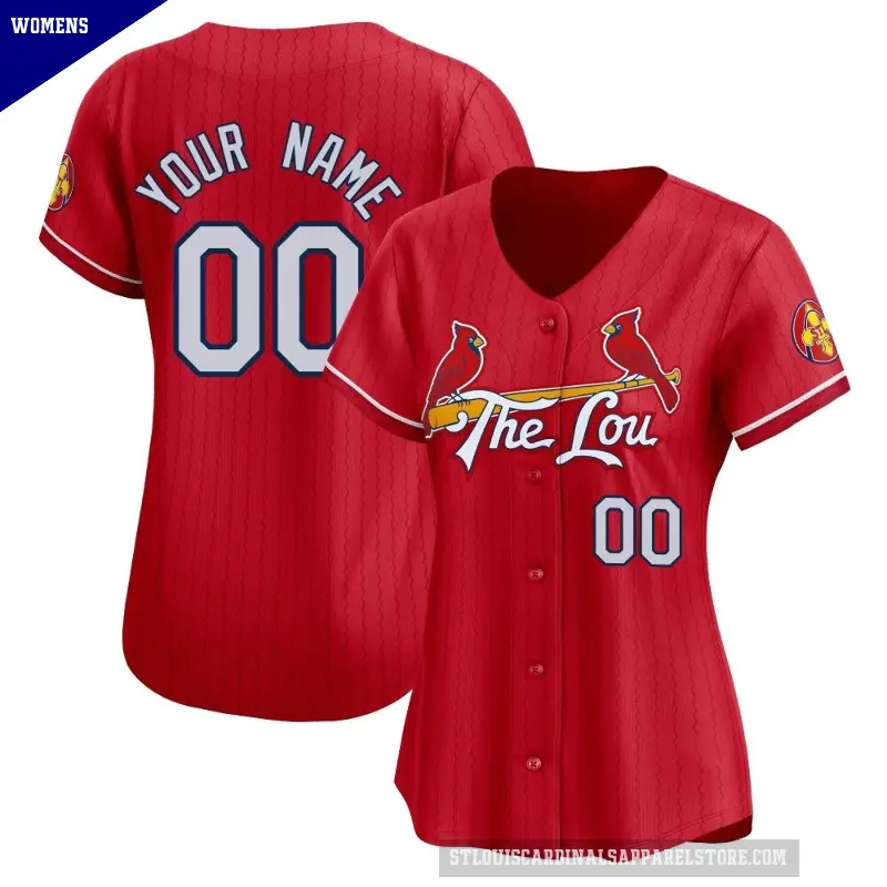 Women's No.00 Custom St. Louis Cardinals Red Limited 2024 City Connect Jersey