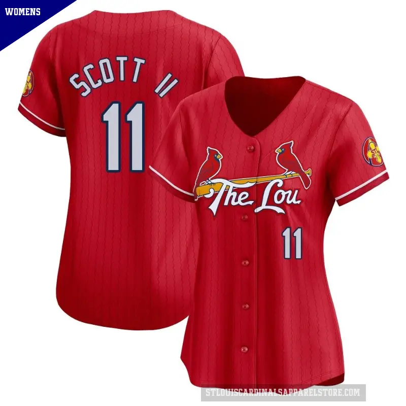 Women's No.11 Victor Scott II St. Louis Cardinals Red Limited 2024 City Connect Jersey