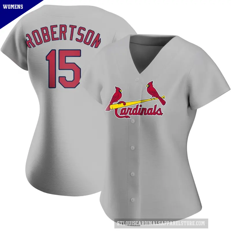 Women's No.15 Kramer Robertson St. Louis Cardinals Gray Replica Road Jersey