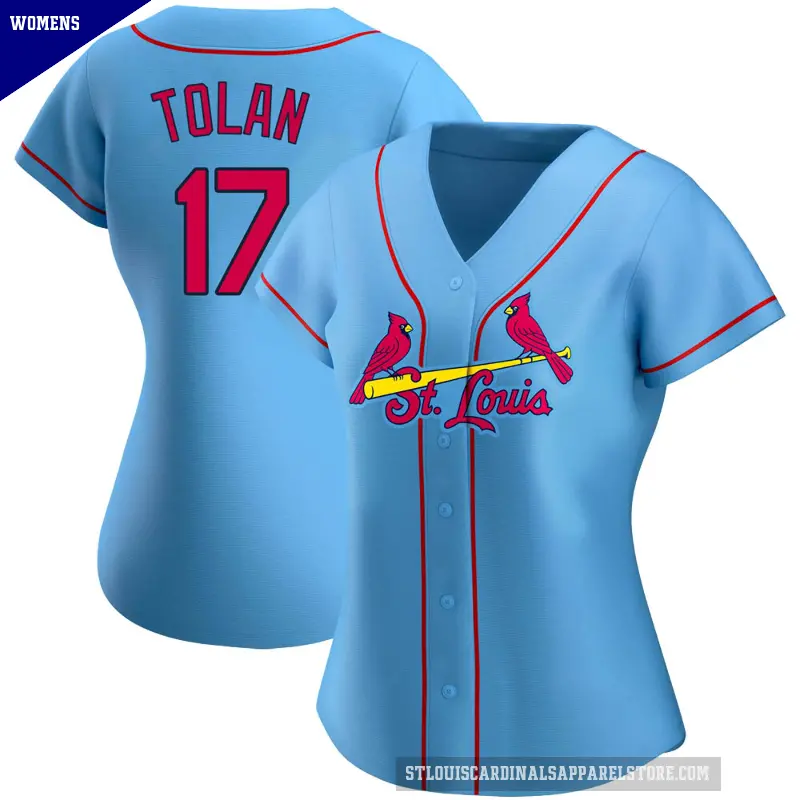 Women's No.17 Bobby Tolan St. Louis Cardinals Light Blue Replica Alternate Jersey