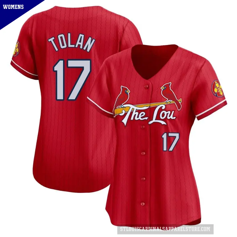 Women's No.17 Bobby Tolan St. Louis Cardinals Red Limited 2024 City Connect Jersey