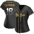 Women's No.18 Mike Shannon St. Louis Cardinals Gold Replica Black en Alternate Jersey