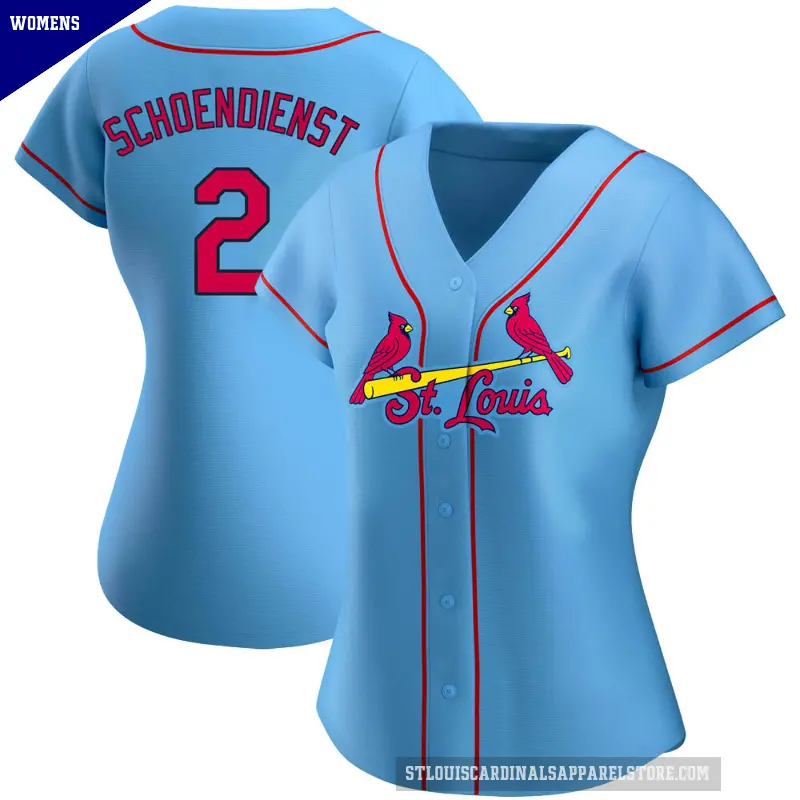 Women's No.2 Red Schoendienst St. Louis Cardinals Light Blue Authentic Alternate Jersey