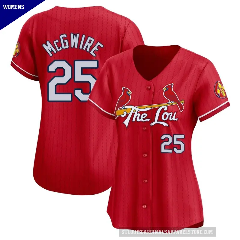 Women's No.25 Mark McGwire St. Louis Cardinals Red Limited 2024 City Connect Jersey