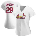 Women's No.28 Vada Pinson St. Louis Cardinals White Authentic Home Jersey