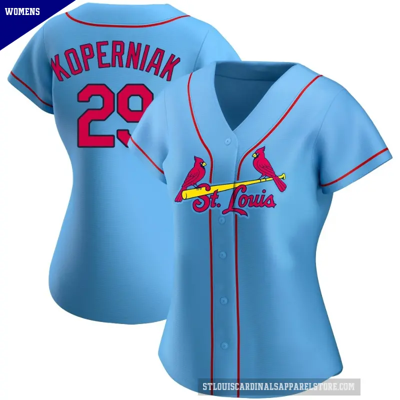 Women's No.29 Matt Koperniak St. Louis Cardinals Light Blue Replica Alternate Jersey