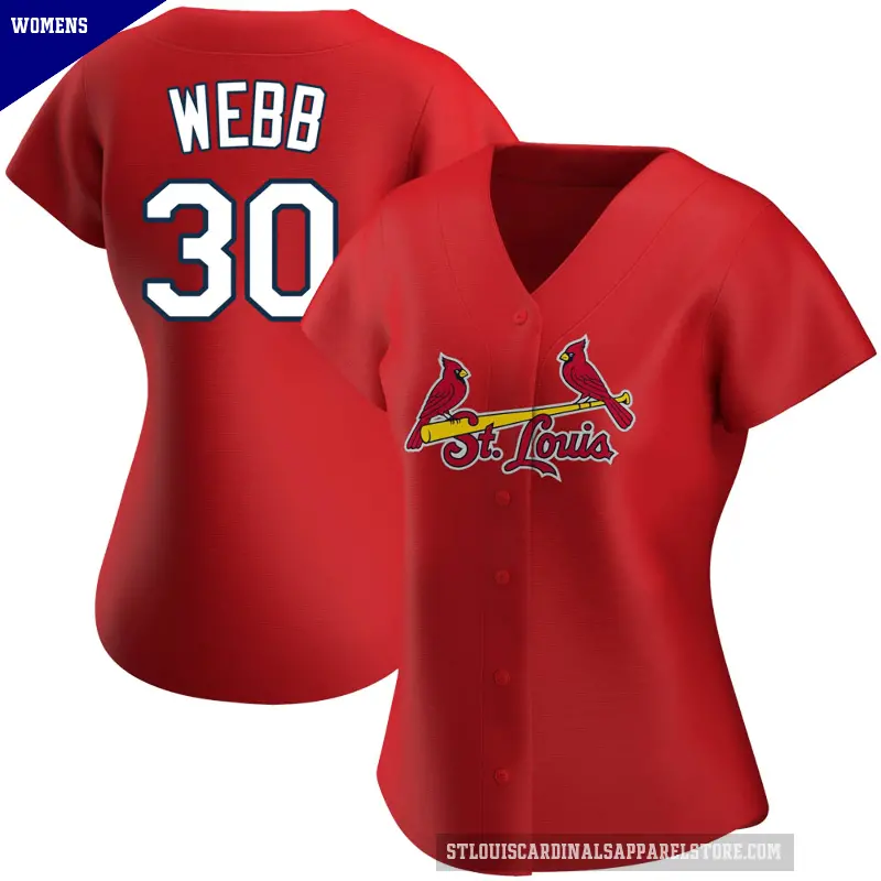 Women's No.30 Tyler Webb St. Louis Cardinals Red Authentic Alternate Jersey