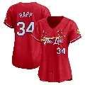 Women's No.34 J.A. Happ St. Louis Cardinals Red Limited 2024 City Connect Jersey