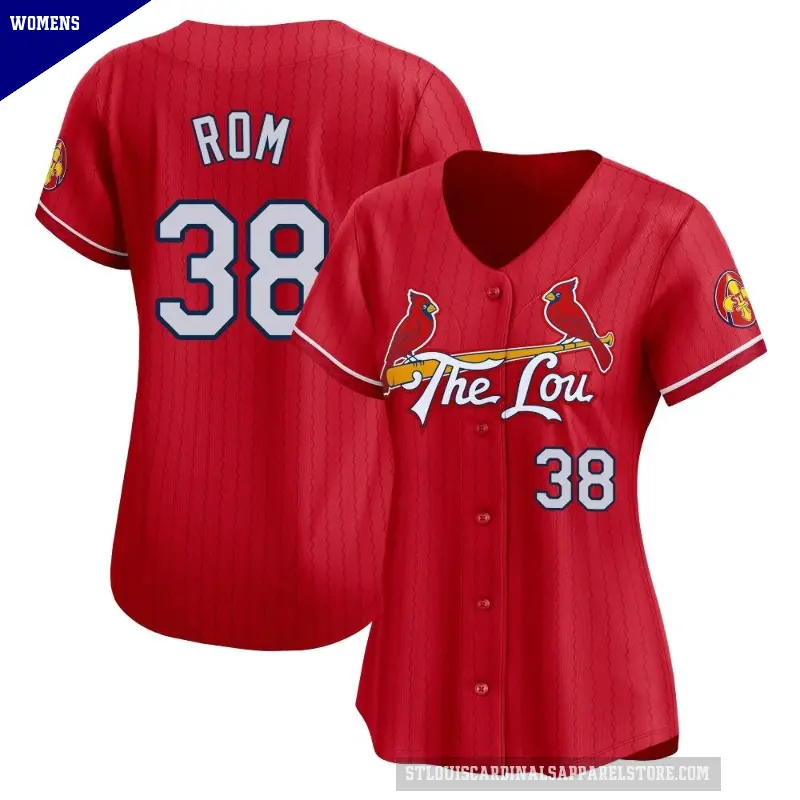 Women's No.38 Drew Rom St. Louis Cardinals Red Limited 2024 City Connect Jersey