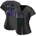 Women's No.45 Bob Gibson St. Louis Cardinals Black Replica Holographic Alternate Jersey