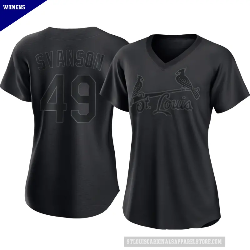 Women's No.49 Matthew Svanson St. Louis Cardinals Black Authentic Pitch Fashion Jersey