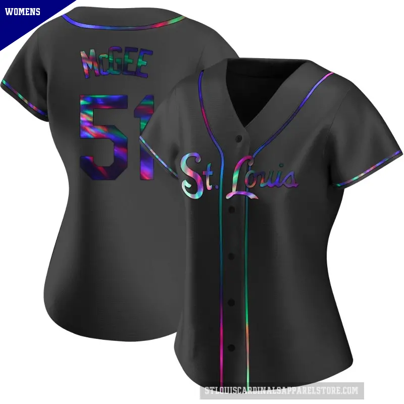 Women's No.51 Willie McGee St. Louis Cardinals Black Replica Holographic Alternate Jersey