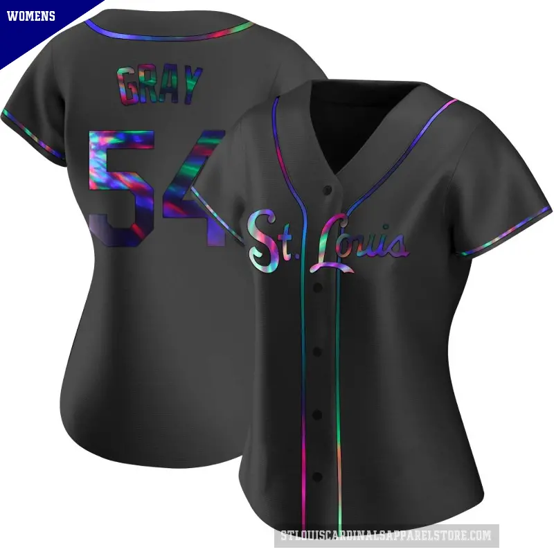 Women's No.54 Sonny Gray St. Louis Cardinals Black Replica Holographic Alternate Jersey
