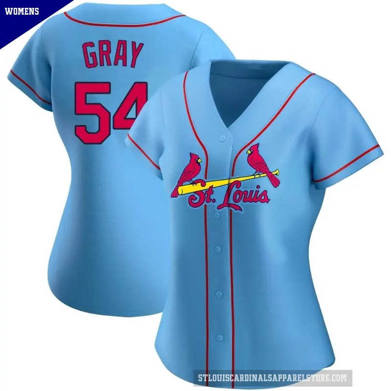 Women's No.54 Sonny Gray St. Louis Cardinals Light Blue Authentic Alternate Jersey