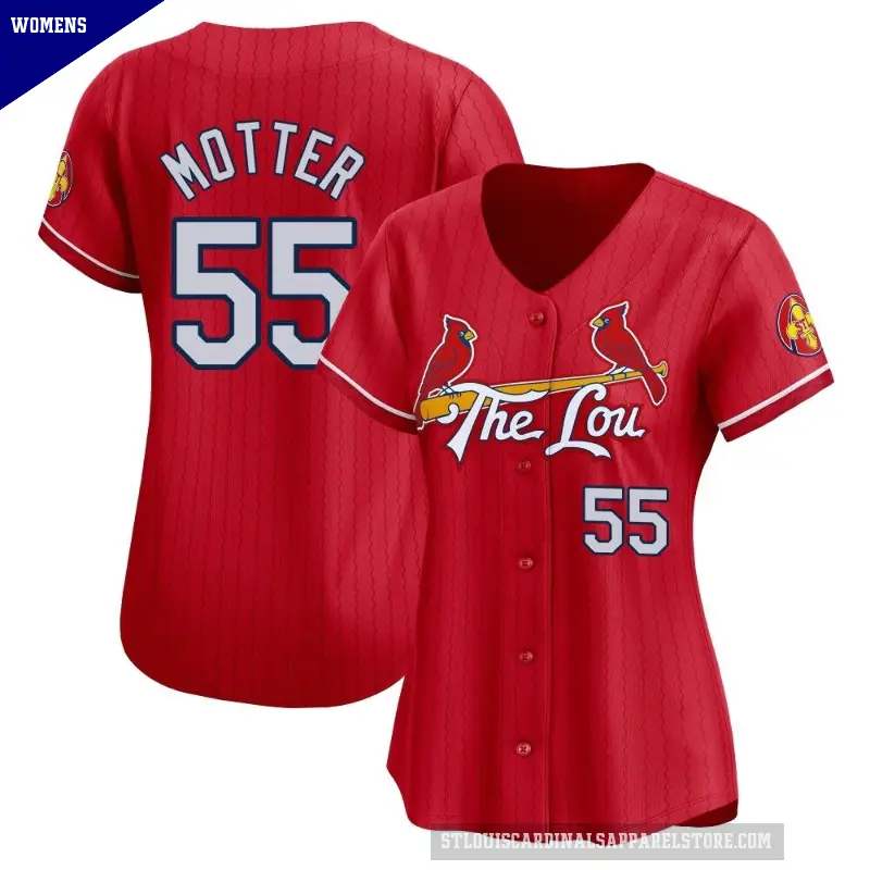 Women's No.55 Taylor Motter St. Louis Cardinals Red Limited 2024 City Connect Jersey