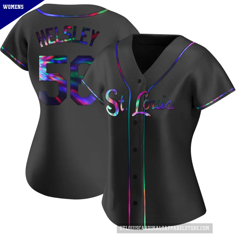 Women's No.56 Ryan Helsley St. Louis Cardinals Black Replica Holographic Alternate Jersey