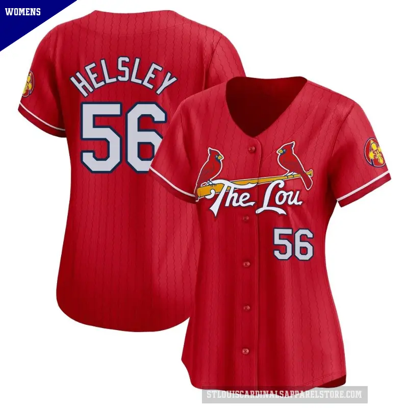 Women's No.56 Ryan Helsley St. Louis Cardinals Red Limited 2024 City Connect Jersey