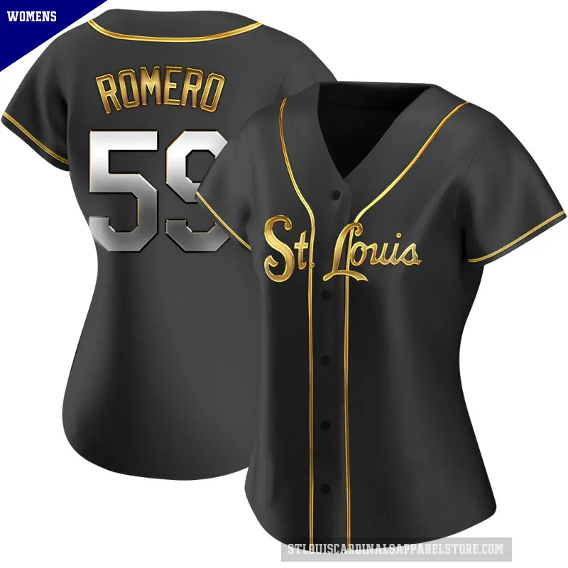 Women's No.59 JoJo Romero St. Louis Cardinals Gold Replica Black en Alternate Jersey