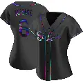 Women's No.6 Stan Musial St. Louis Cardinals Black Replica Holographic Alternate Jersey
