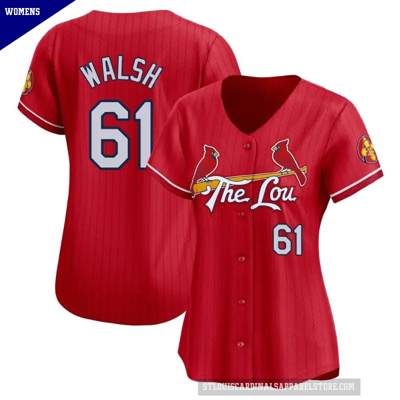Women's No.61 Jake Walsh St. Louis Cardinals Red Limited 2024 City Connect Jersey