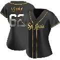 Women's No.62 Kyle Leahy St. Louis Cardinals Gold Replica Black en Alternate Jersey